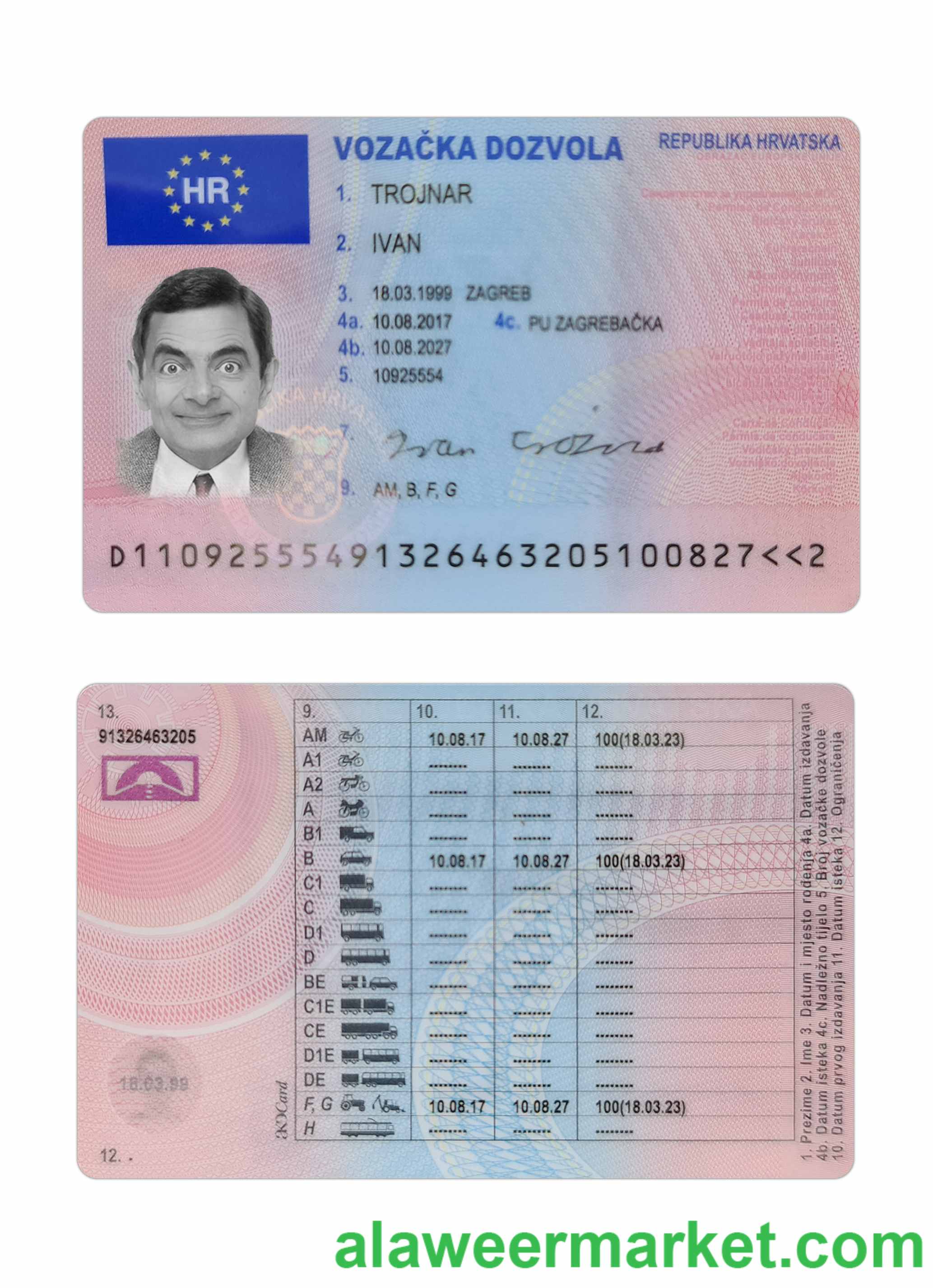 Croatia driving license 2017-present